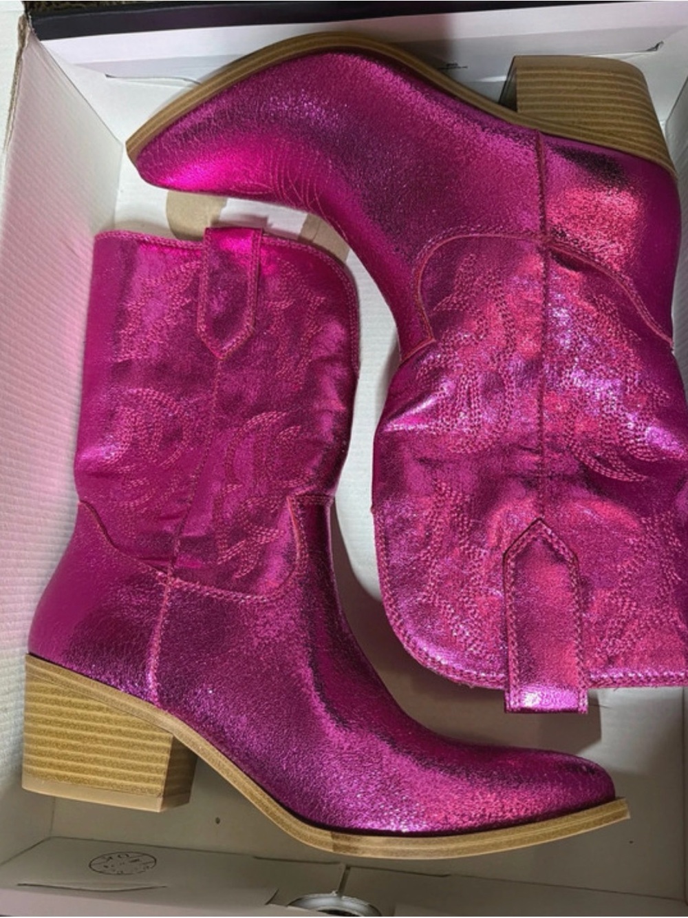 Nine West Metallic Fuchsia Western Ankle Boots